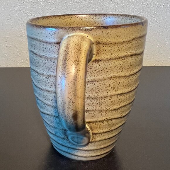 222 FIFTH Studio Khaki Stoneware Mug ~ Sedimentary Rock Stratum Pattern - Picture 2 of 10